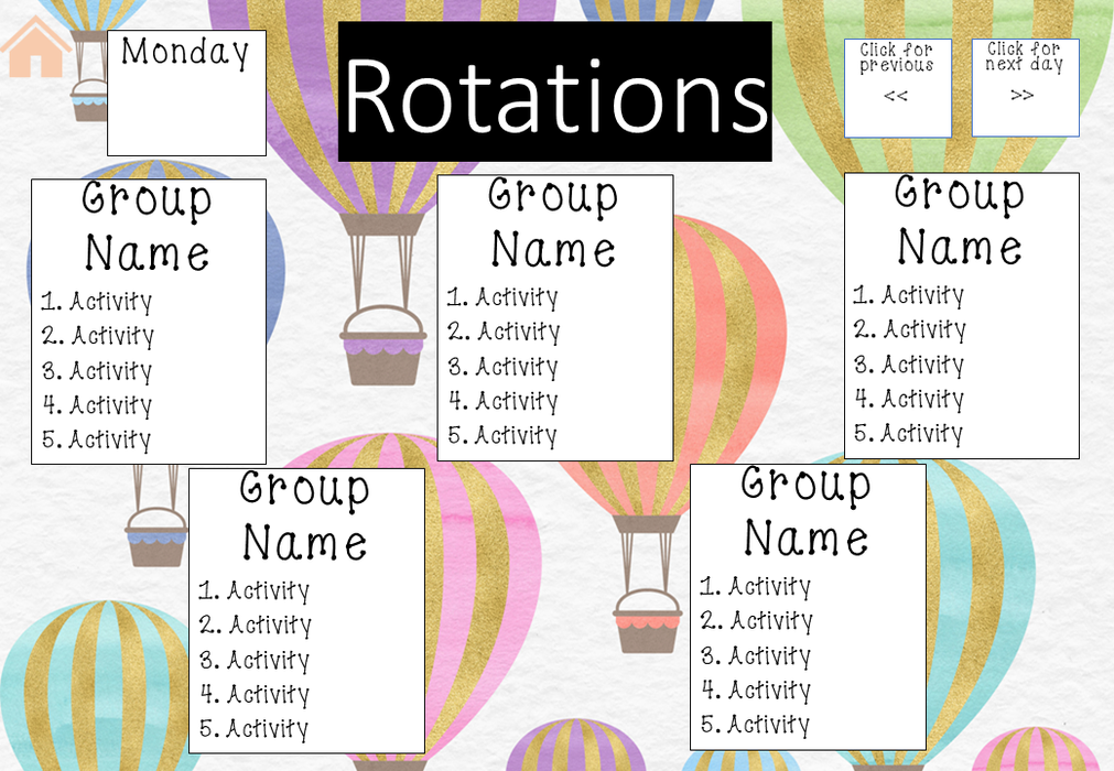 Hot Air Balloons - Ultimate Teacher Dashboard Editable Daily Agenda Slides and Timers