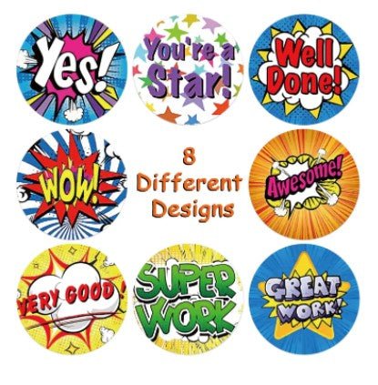 Assorted Sticker Roll 500 pcs - Explosion Phrases - Teach Fun Oz Resources