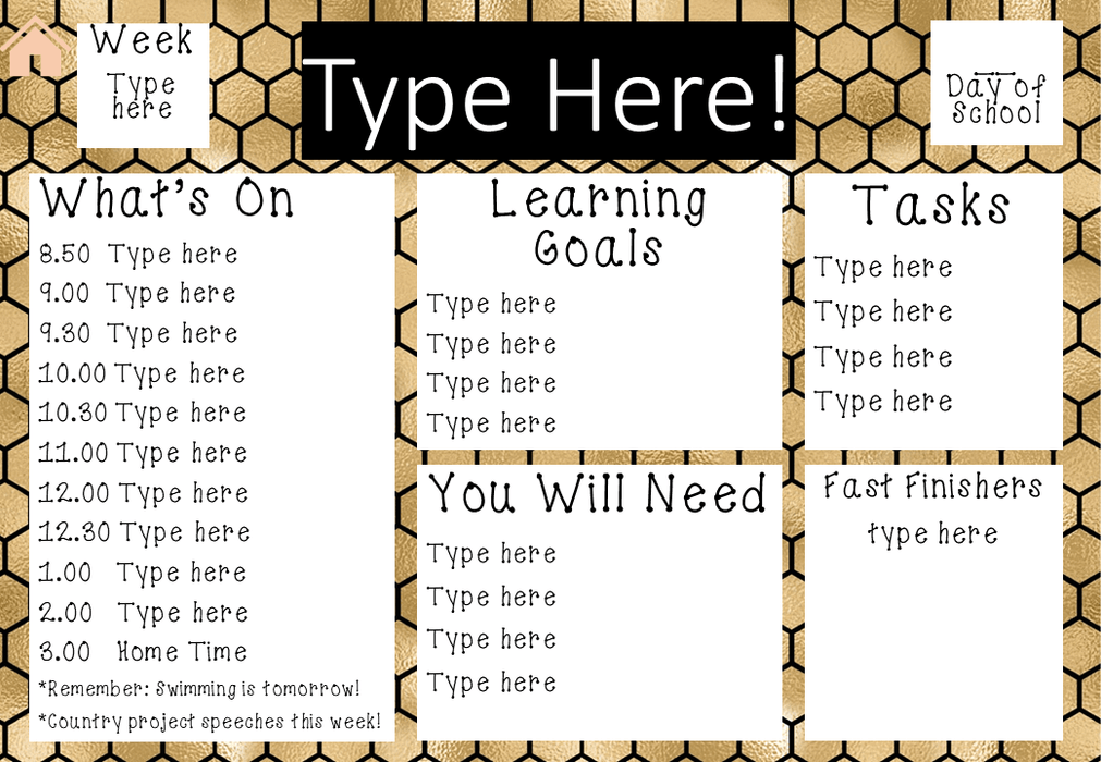 Bees - Golden Hive - Ultimate Teacher Dashboard Editable Daily Agenda Slides and Timers - Teach Fun Oz Resources