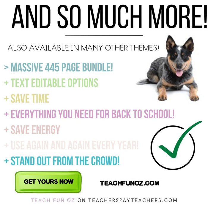 Bluey Blue Cattle Dog Theme Classroom Decor 445 Pages MEGA Pack QLD Font Posters Charts Labels - Teach Fun Oz Resources