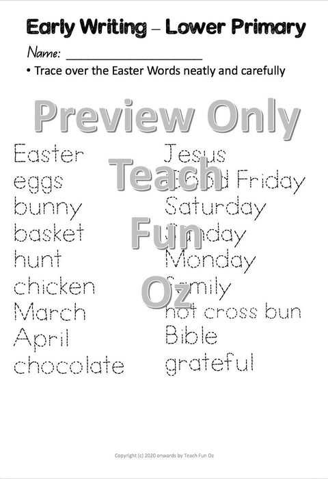 Easter Fun Activity Worksheet Packet Booklet Primary Word Search 19 Activities - Teach Fun Oz Resources