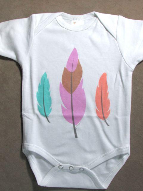 Elske Pink-Teal-Orange Feather 100% Cotton Baby Onesies Short Sleeve- Select Size - Teach Fun Oz Resources