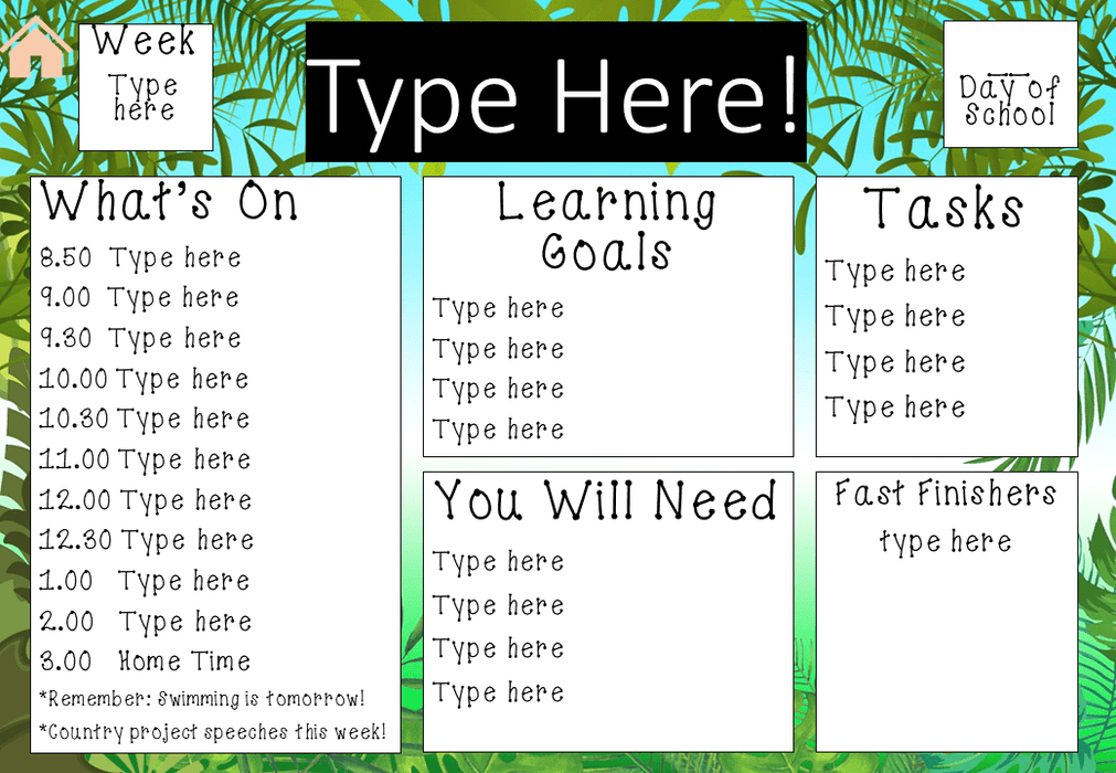 Lush Jungle - Ultimate Teacher Dashboard Editable Daily Agenda Slides and Timers - Teach Fun Oz Resources