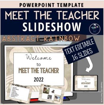 Meet the Teacher Template Editable Slideshow | ABSTRACT RAINBOW - Teach Fun Oz Resources