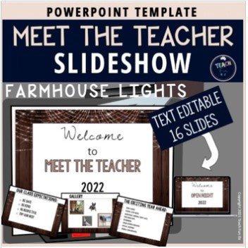 Meet the Teacher Template Editable Slideshow | FARMHOUSE LIGHTS - Teach Fun Oz Resources