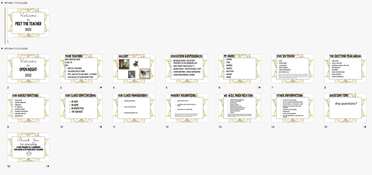 Meet the Teacher Template Editable Slideshow | Open House | GOLD ZEN MANDALA - Teach Fun Oz Resources