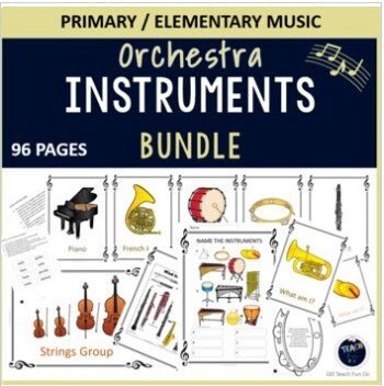 Musical Instruments Orchestra Bundle - Charts Activities Beginner Music Lessons - Teach Fun Oz Resources