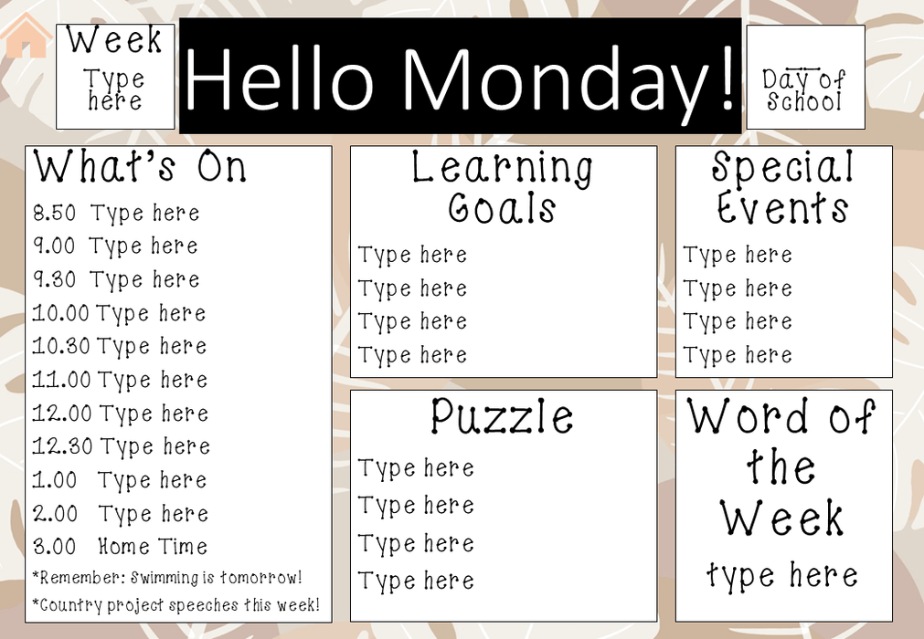 Neutral Forest - Ultimate Teacher Dashboard Editable Daily Agenda Slides and Timers - Teach Fun Oz Resources