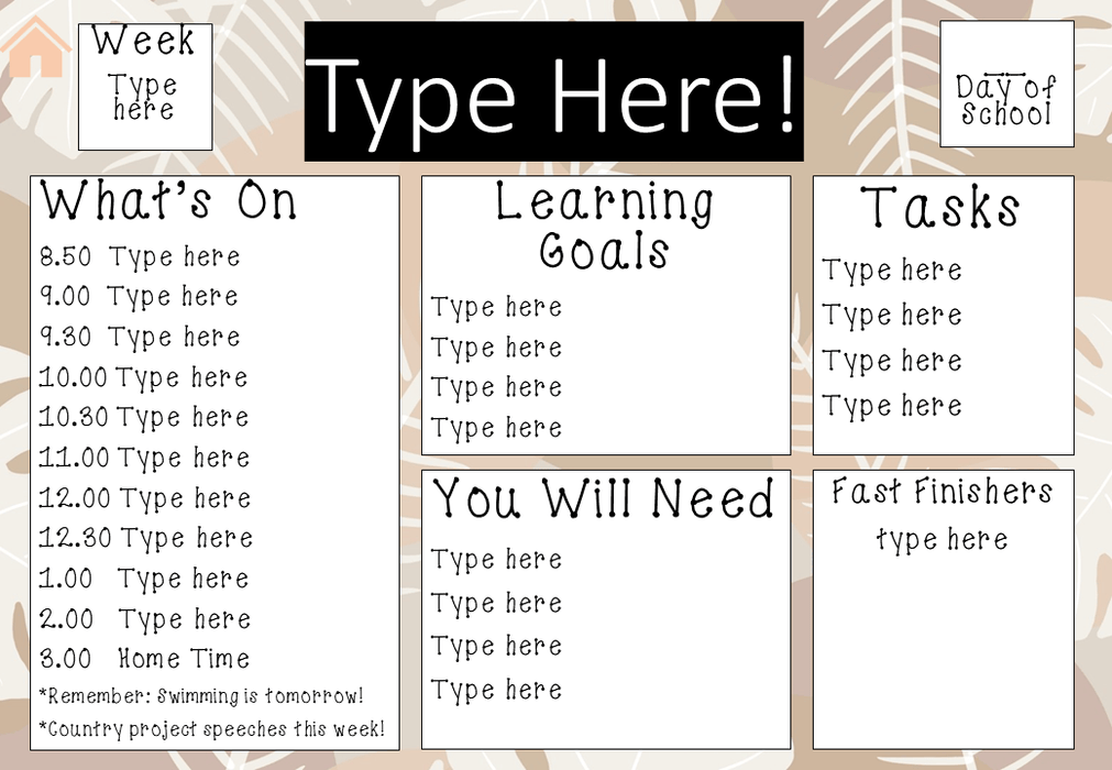 Neutral Forest - Ultimate Teacher Dashboard Editable Daily Agenda Slides and Timers - Teach Fun Oz Resources