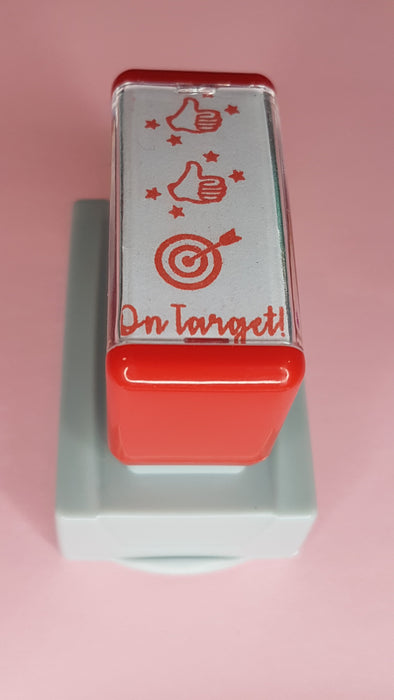 On Target Learning - Teacher Stamp Small Rectangular - red ink - Teach Fun Oz Resources