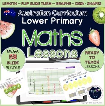 P-2 Lower Primary Maths Slide Lessons - Picture Graphs Data Length Flip Slide Turn Symmetry Art - Teach Fun Oz Resources