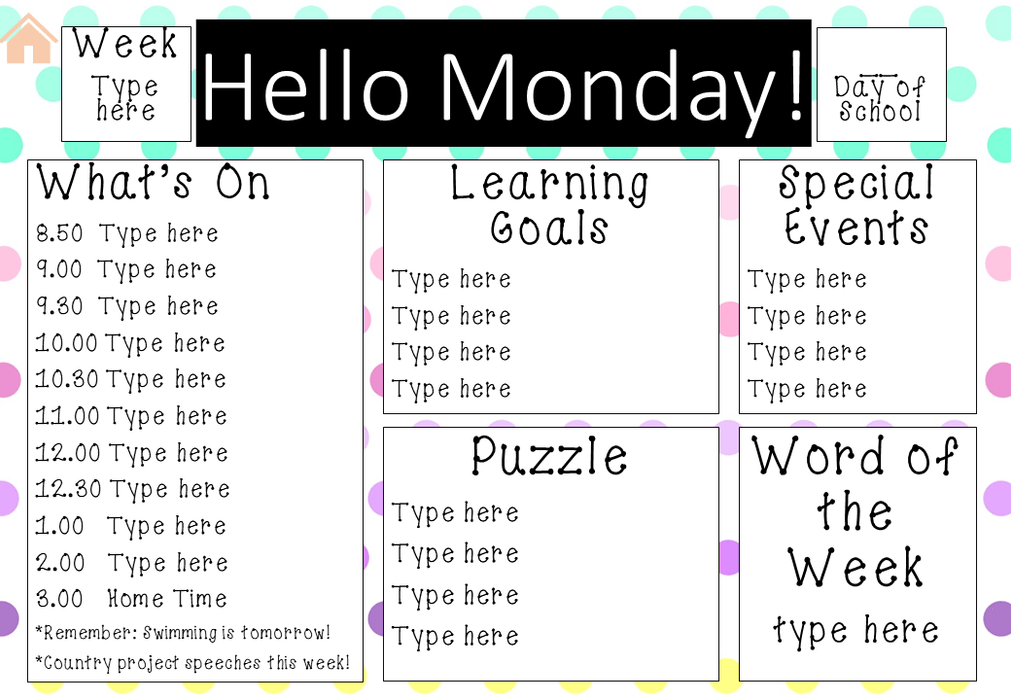 Pastel Rainbow Dots - Ultimate Teacher Dashboard Editable Daily Agenda Slides and Timers - Teach Fun Oz Resources
