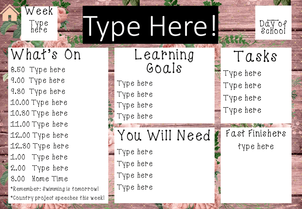 Pink Floral Rustic - Ultimate Teacher Dashboard Editable Daily Agenda Slides and Timers - Teach Fun Oz Resources