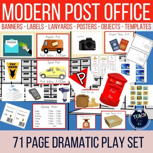 Post Office Play Set Dramatic Play 71 Pages Kindy Prep Year 1 - Teach Fun Oz Resources