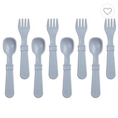 Re-Play Kids Cutlery Utensils 8 Pack - 4 fork 4 spoon - choose colour options - Teach Fun Oz Resources