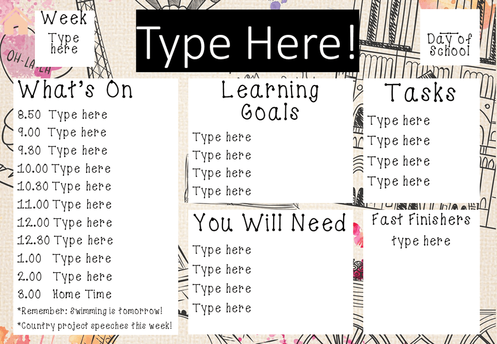 Riding in Paris - Ultimate Teacher Dashboard Editable Daily Agenda Slides and Timers - Teach Fun Oz Resources