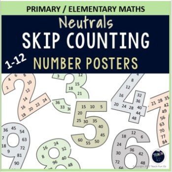 Skip Counting Multiples Number Posters Maths- NEUTRALS Number Families - Teach Fun Oz Resources