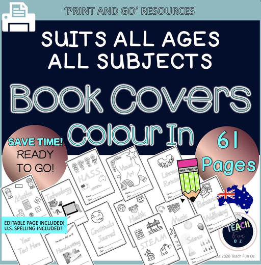 Subject Book Covers Title Pages Primary Colour In Australian Subjects 61 pages - Teach Fun Oz Resources