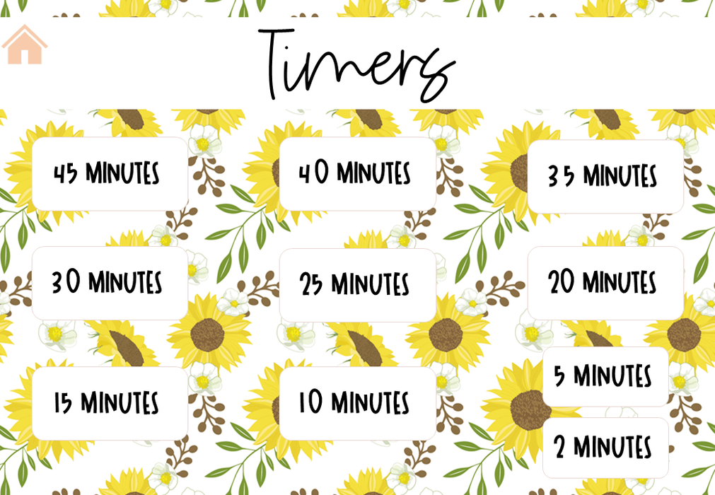 Sunflowers Ultimate Teacher Dashboard Editable Daily Agenda Slides and Timers - Teach Fun Oz Resources