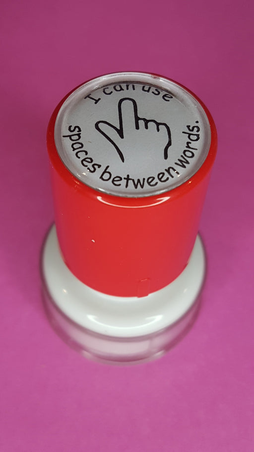 Teacher Stamp Small Round - I can use spaces between words - red ink - Teach Fun Oz Resources