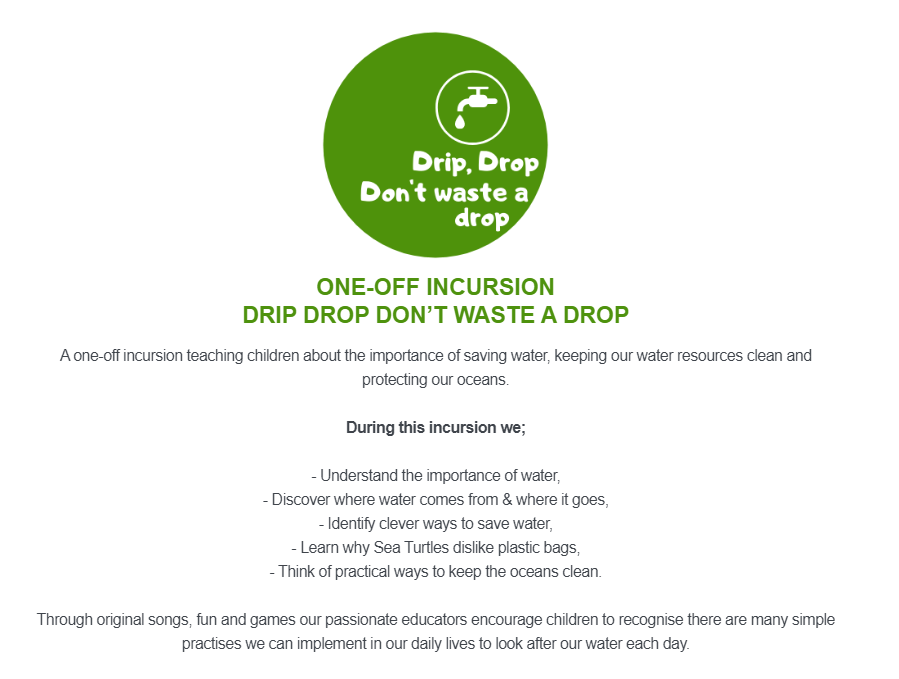 Booking Request - ecoBUG Incursion 2 - Drip Drop Don't Waste a Drop