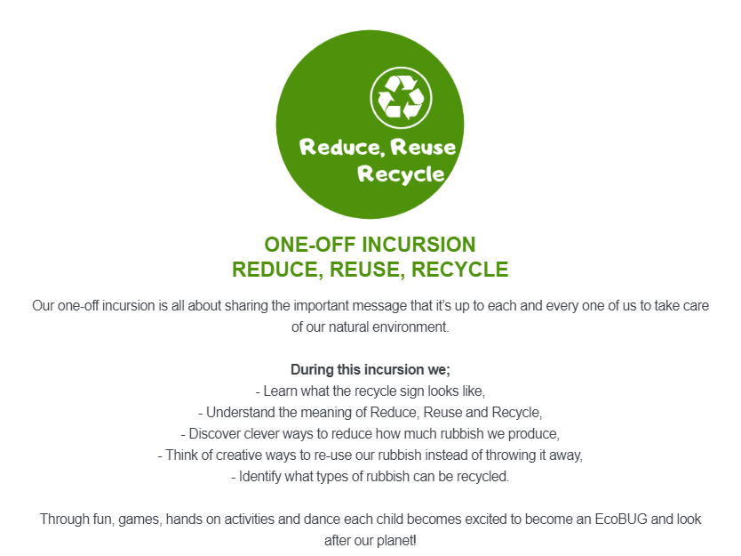 Booking Request - ecoBUG Incursion 1 - Reduce Reuse Recycle