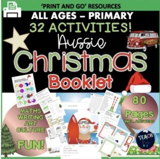 Australian Christmas Worksheets Aussie Activity Packet 80 page Printable Booklet - Teach Fun Oz Resources