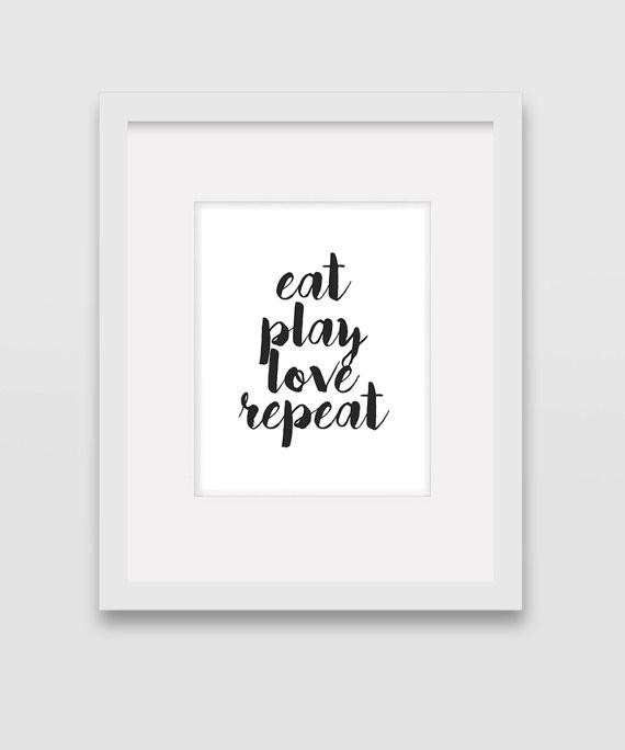 Baby Nursery Child Room Wall Art Print Only - Eat Play Love Repeat - Teach Fun Oz Resources