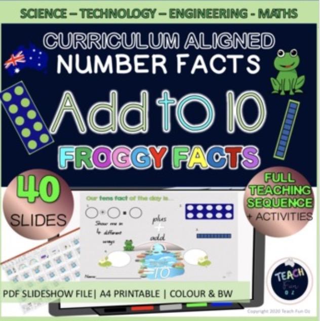 Basic Addition Making Tens Facts Single Digit Number Facts Frogs - Teach Fun Oz Resources