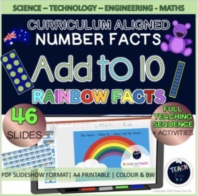 Basic Addition Making Tens Single Digit Numbers Rainbow Facts Numicon Number - Teach Fun Oz Resources