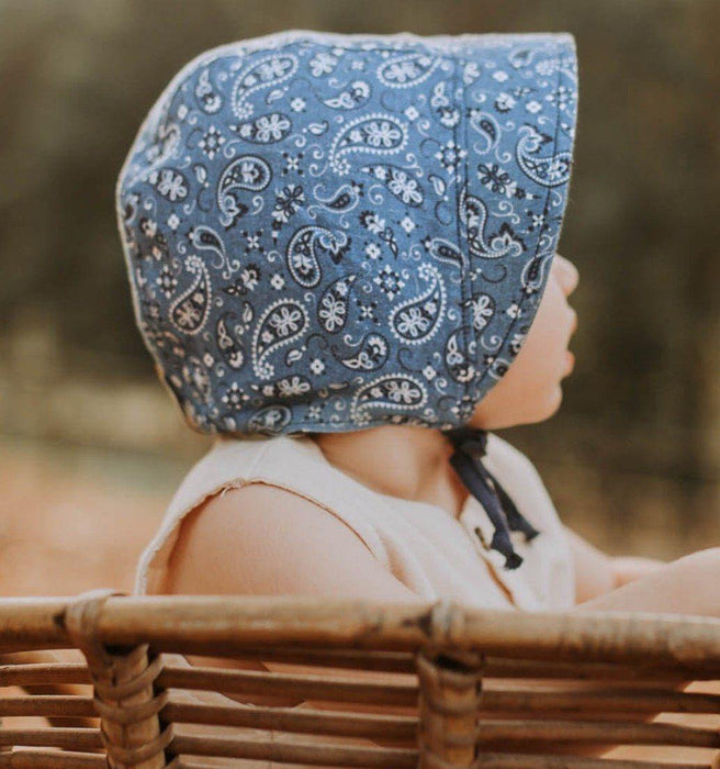 Bedhead Hats Bedhead Hats Paisley Indigo Seeker Sun Bonnet reversible - baby hat - Nest 2 Me Baby Carriers Australia