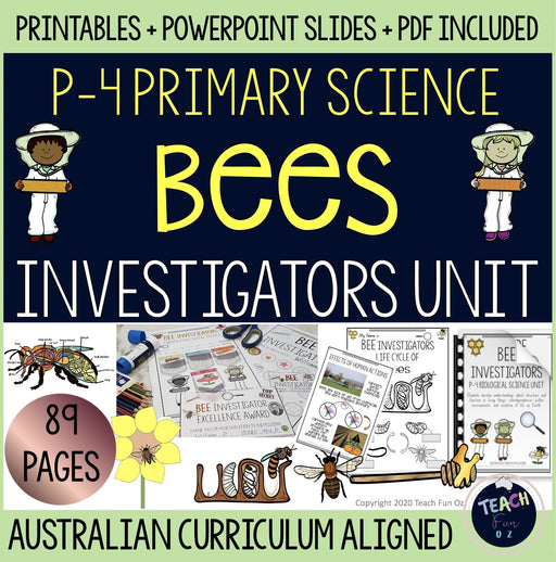 BEES UNIT Bee Life Cycle Invertebrates Vertebrates Living Science Year 1 2 3 4 - Teach Fun Oz Resources