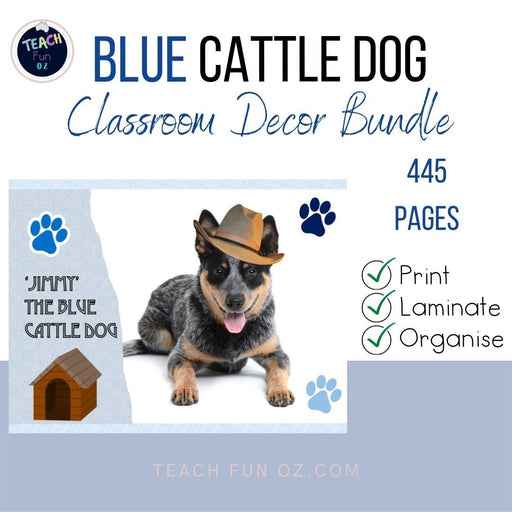 Bluey Blue Cattle Dog Theme Classroom Decor 445 Pages MEGA Pack QLD Font Posters Charts Labels - Teach Fun Oz Resources