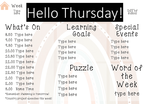 Boho Rainbow Pink - Ultimate Teacher Dashboard Editable Daily Agenda Slides and Timers - Teach Fun Oz Resources