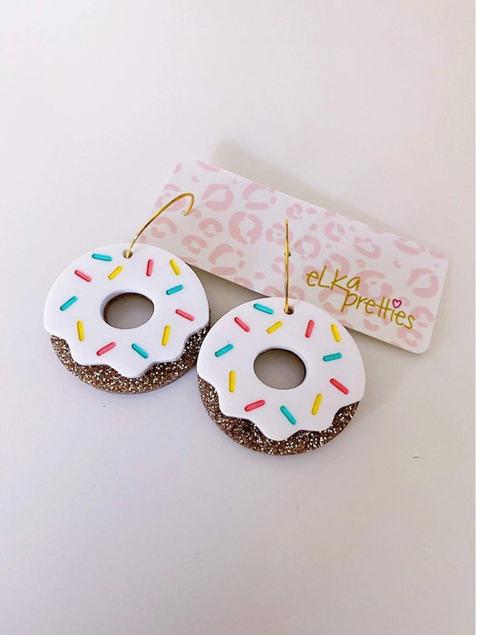 COMING SOON Donut Hoops White Earrings - Elka Earrings - Teach Fun Oz Resources