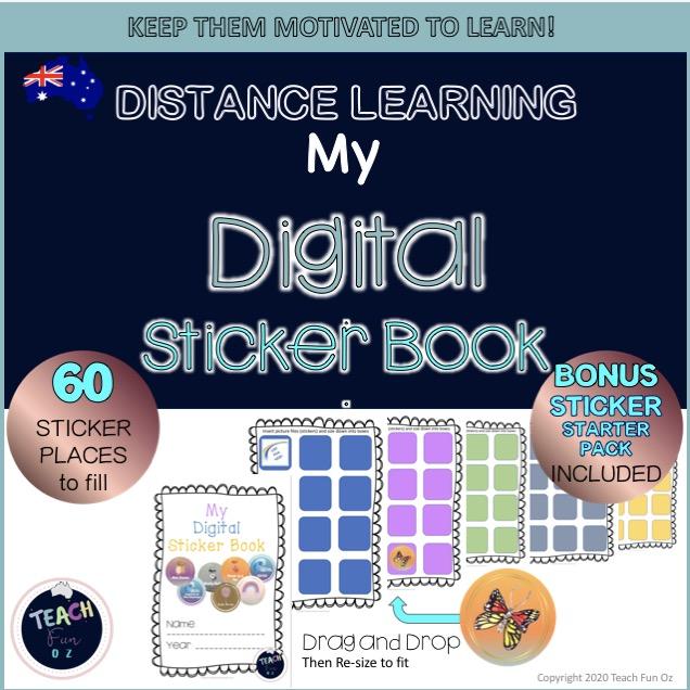 Digital Sticker Book with 8 Sticker Starter Pack for Home School Distance Seesaw - Teach Fun Oz Resources