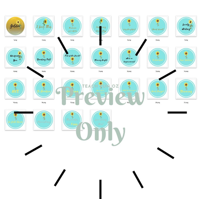 Digital Stickers 25 Pack Sunflower Love for Seesaw Google and More - Teach Fun Oz Resources