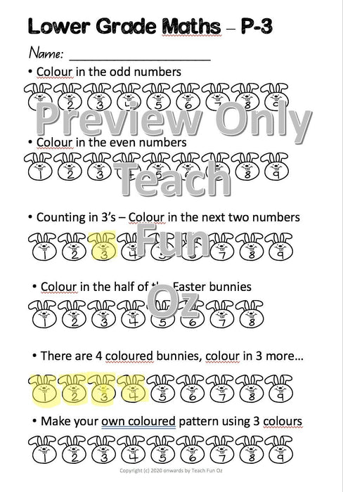 Easter Fun Activity Worksheet Packet Booklet Primary Word Search 19 Activities - Teach Fun Oz Resources