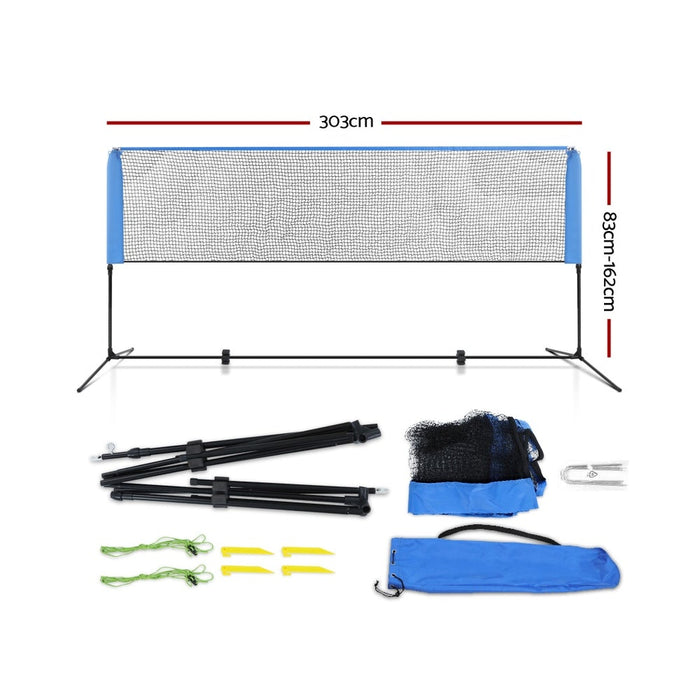 Everfit Portable Sports Net Stand Badminton Volleyball Tennis Soccer 3m 3ft Blue - Teach Fun Oz Resources