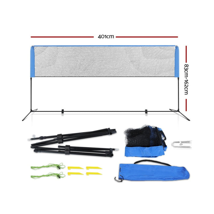 Everfit Portable Sports Net Stand Badminton Volleyball Tennis Soccer 4m 4ft Blue - Teach Fun Oz Resources