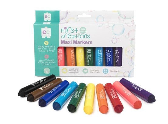 First Creations Maxi Markers Box of 10 - 36 months+ - Teach Fun Oz Resources