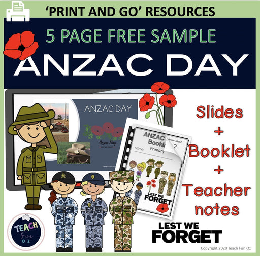 Free Sample of Anzac Day Activities Worksheets Packet Booklet Anzac Facts Slideshow Primary - Teach Fun Oz Resources
