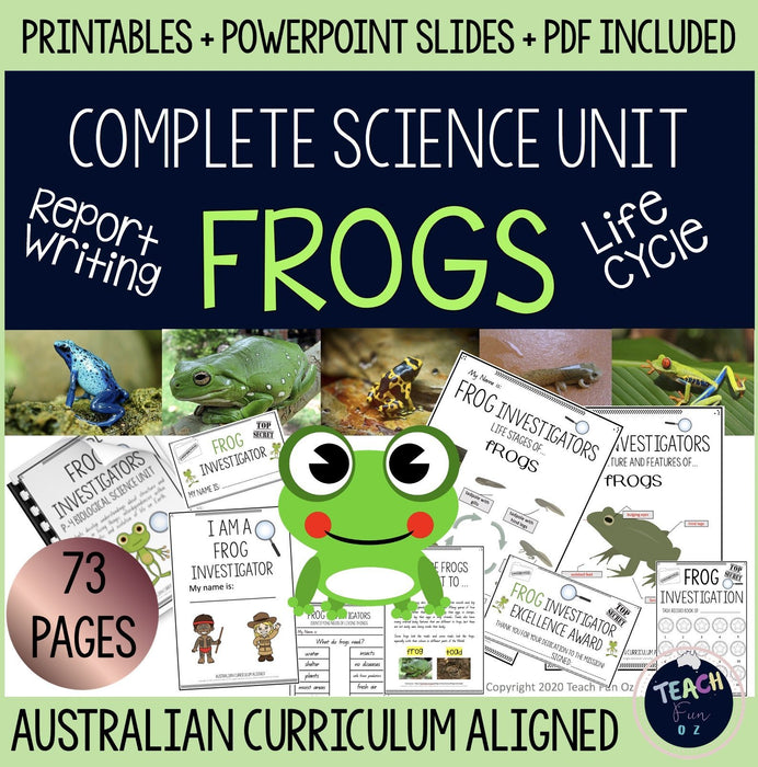 FROG UNIT Frog Life Cycle Invertebrates Vertebrates Living Science Year 1 2 3 4 - Teach Fun Oz Resources