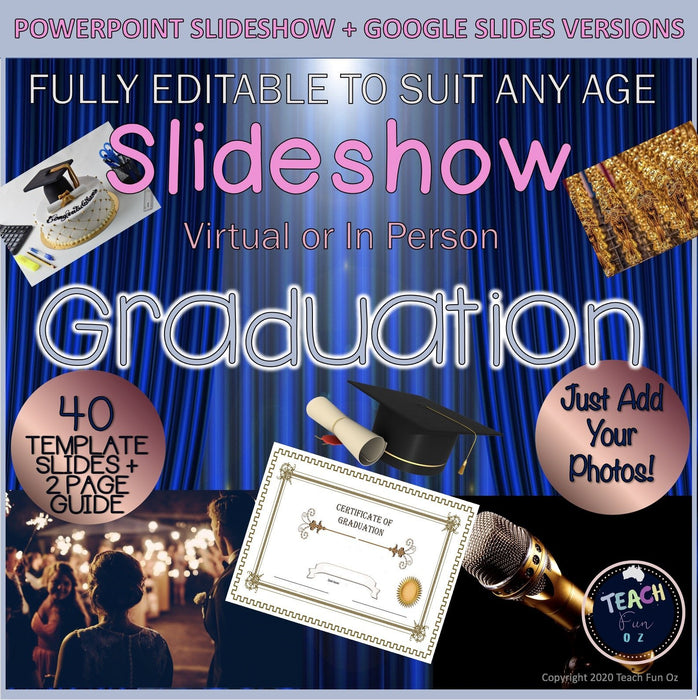 Graduation Ceremony Slideshow Digital Formal End of Year Awards Year 6 12 Kindy - Teach Fun Oz Resources