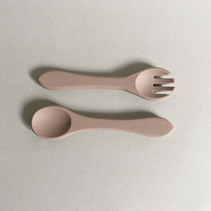 Milk Addict silicone spoon & fork set - Teach Fun Oz Resources
