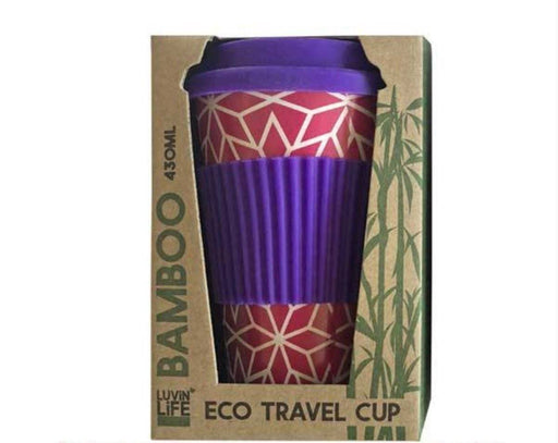 Pink Purple Geo - Bamboo Eco Travel Cup 430mL - LuvnLife - Teach Fun Oz Resources