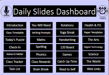 Relief Teacher Ultimate Dashboard - Editable Daily Slides Lesson Ideas and Timers for Primary or Elementary Supply - Teach Fun Oz Resources