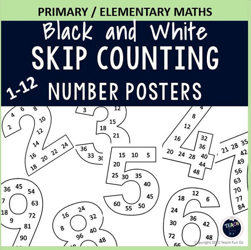 Skip Counting Multiples Number Posters Maths- BLACK AND WHITE Number Families - Teach Fun Oz Resources