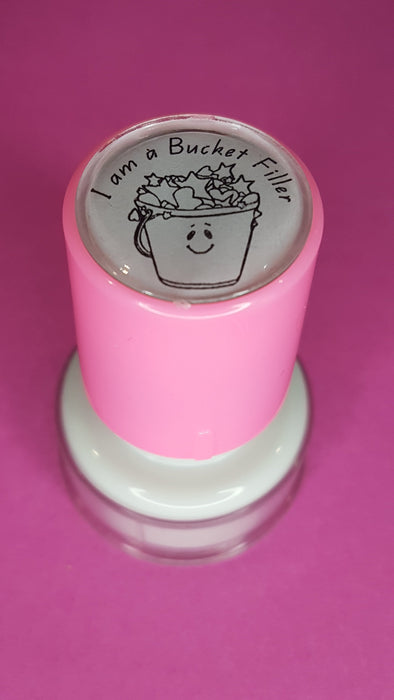 Teacher Stamp Small Round - I am a Bucket Filler- pink ink - Teach Fun Oz Resources