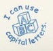 Teacher Stamp Small Round - I Can Use Capital Letters - Blue Ink - Teach Fun Oz Resources